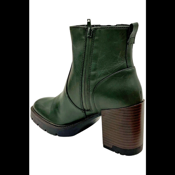 Naturalizer Women's Wilde Leather Stack Heel Ankle Boots Pine Green - Medium - Picture 3 of 3